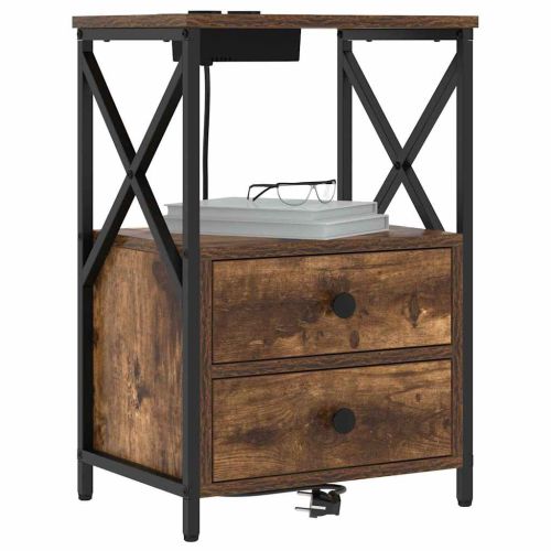 Нощен шкаф 2 pcs Димян дъб 40 x 31 x 60 см Инженерно дърво