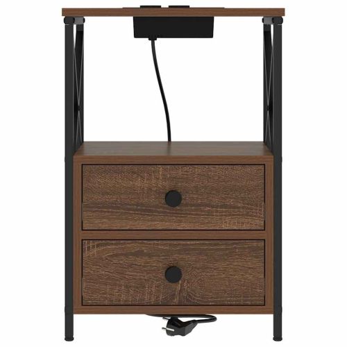 Нощен шкаф с чекмедже Кафяв дъб 40 x 31 x 60 см Инженерно дърво