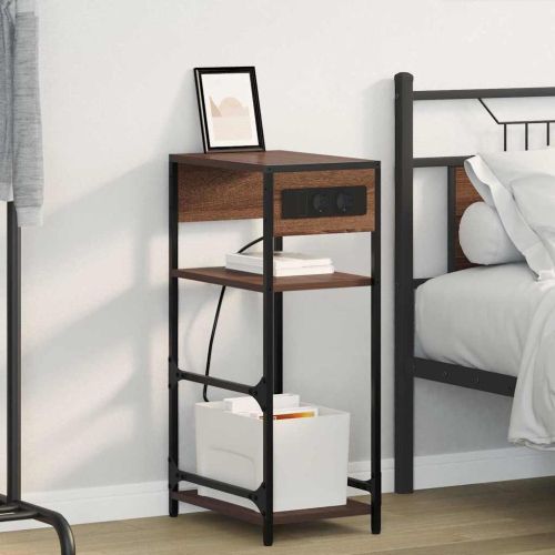 Нощен шкаф Кафяв дъб 40 x 27 x 76 см Инженерно дърво