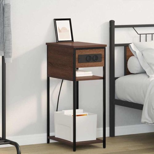 Нощен шкаф Кафяв дъб 41 x 28 x 76 см Инженерно дърво