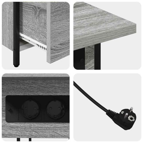 Нощен шкаф Сив Сонома 60 x 30 x 61 см Инженерно дърво