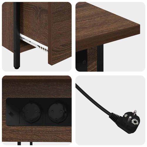 Нощен шкаф с чекмедже Кафяв дъб 60 x 30 x 61 см Инженерно дърво