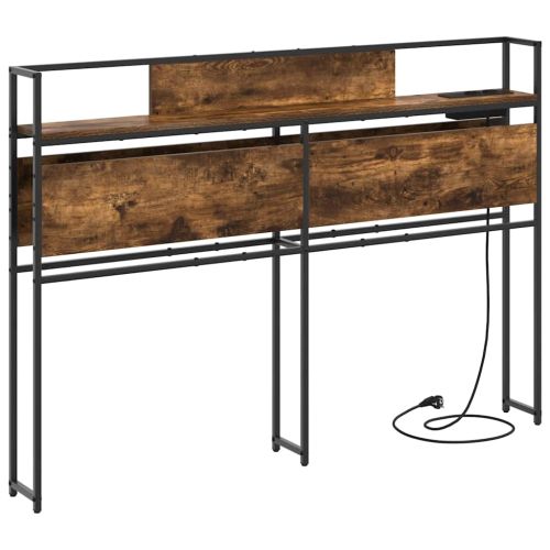 Табла за съхранение с рафт Опушен дъб 120 cm Инженерно дърво