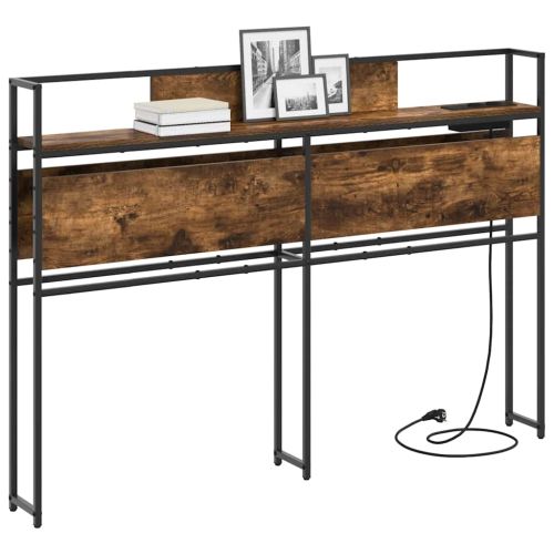 Табла за съхранение с рафт Опушен дъб 135 cm Инженерно дърво