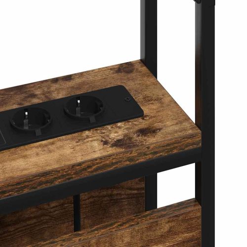 Табла за съхранение с рафт Опушен дъб 150 cm Инженерно дърво