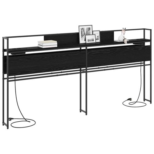 Табла за съхранение с рафт Черен дъб 200 cm Инженерно дърво