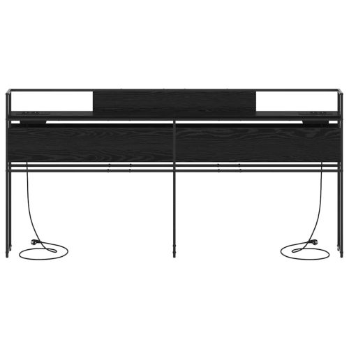 Табла за съхранение с рафт Черен дъб 200 cm Инженерно дърво