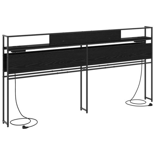 Табла за съхранение с рафт Черен дъб 200 cm Инженерно дърво