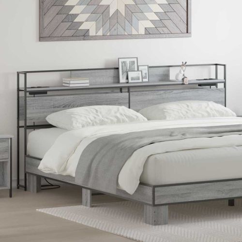 Табла за съхранение с рафт Сив сонома 200 cm Инженерно дърво