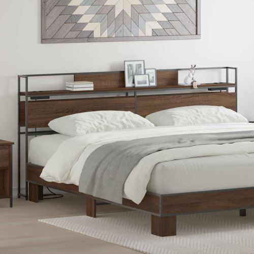 Табла за съхранение с рафт Кафяв дъб 200 cm Инженерно дърво