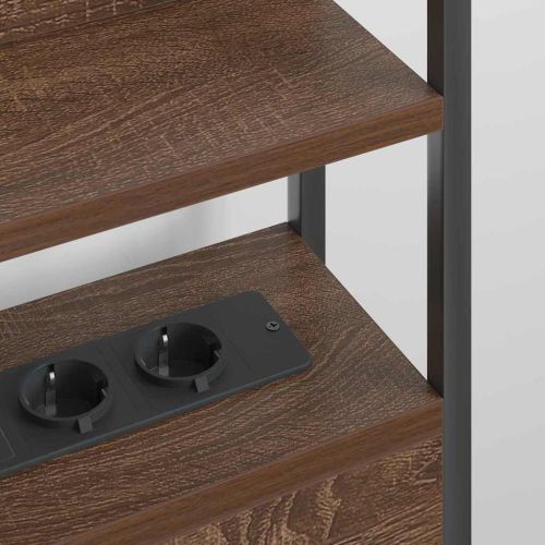 Табла за съхранение с рафт Кафяв дъб 135 cm Инженерно дърво