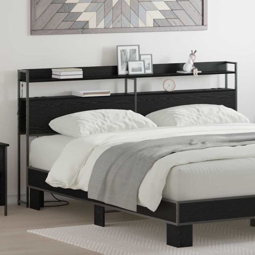 Табла за съхранение с рафт Черен дъб 180 cm Инженерно дърво