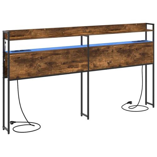 Табла за съхранение с рафт Опушен дъб 180 cm Инженерно дърво