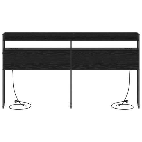 Табла за съхранение с рафт Черен дъб 200 cm Инженерно дърво