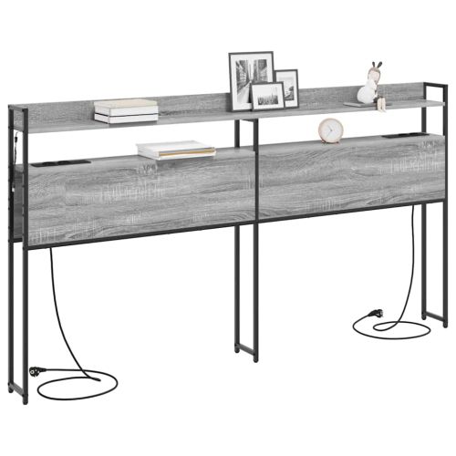 Табла за съхранение с рафт Сив сонома 200 cm Инженерно дърво