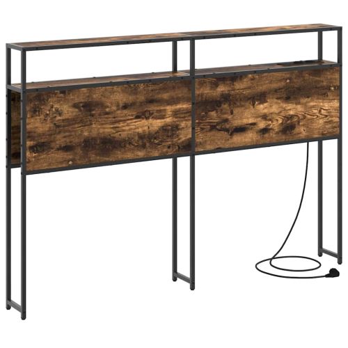 Табла за съхранение с рафт Опушен дъб 120 cm Инженерно дърво