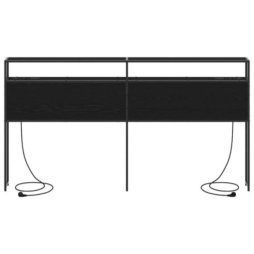 Табла за съхранение с рафт Черен дъб 200 cm Инженерно дърво