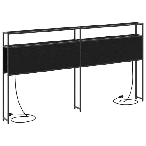 Табла за съхранение с рафт Черен дъб 200 cm Инженерно дърво