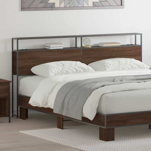 Табла за съхранение с рафт Кафяв дъб 200 cm Инженерно дърво