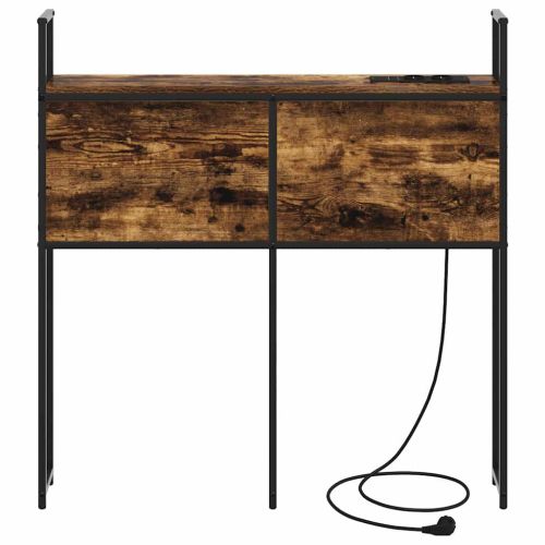 Табла за легло за съхранение с зарядна станция Опушен дъб