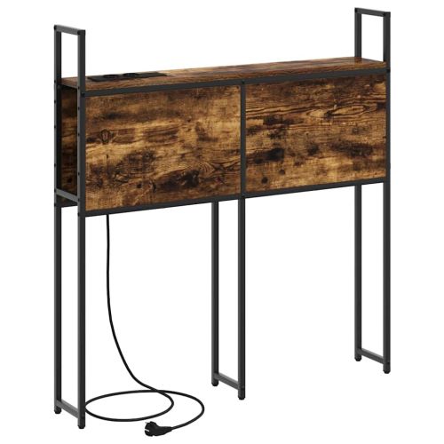 Табла за легло за съхранение с зарядна станция Опушен дъб