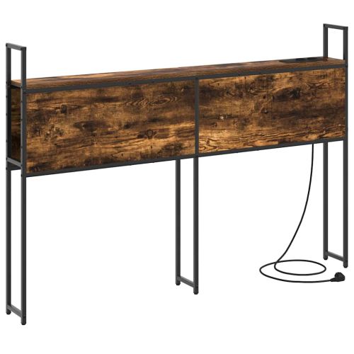 Табла за легло за съхранение с зарядна станция Опушен дъб