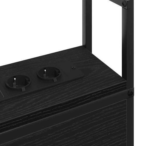 Табла за легло за съхранение с зарядна станция с рафт Черен дъб