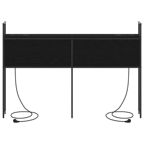 Табла за легло за съхранение с зарядна станция с рафт Черен дъб