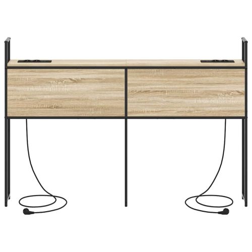 Табла за легло за съхранение с зарядна станция дъб сонома