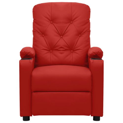 Реклайнер стол, виненочервен, изкуствена кожа