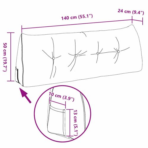 Възглавница за гръб Синьо 140 x 24 x 50 см текстил