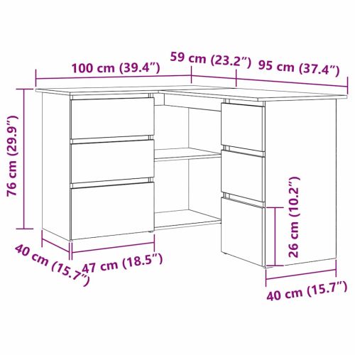 Бюро с чекмедже Черния дъб 145 x 100 x 76 см Инженерно дърво