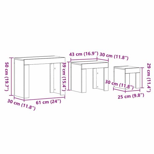 Стифиращи масички 3 pcs Черния дъб Инженерно дърво