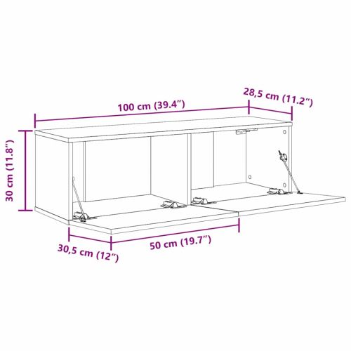 ТВ шкаф 2 pcs Черно 100 x 30 x 30 cm Инженерно дърво