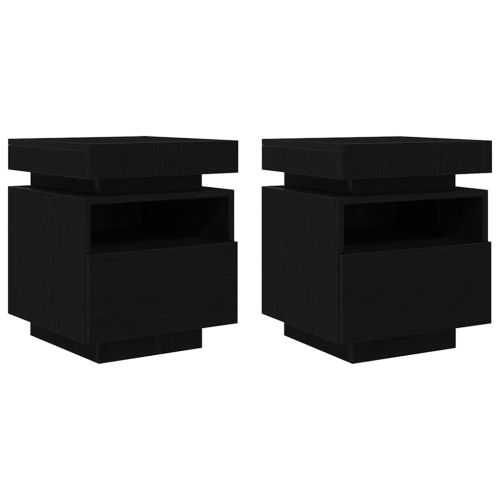 Нощен шкаф 2 pcs Черния дъб 40 x 39 x 48,5 см Инженерно дърво