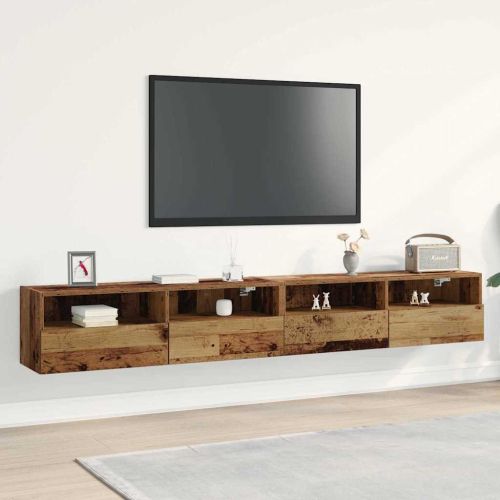 TV стенен шкаф 2 pcs Старо дърво 100 x 30 x 30 cm