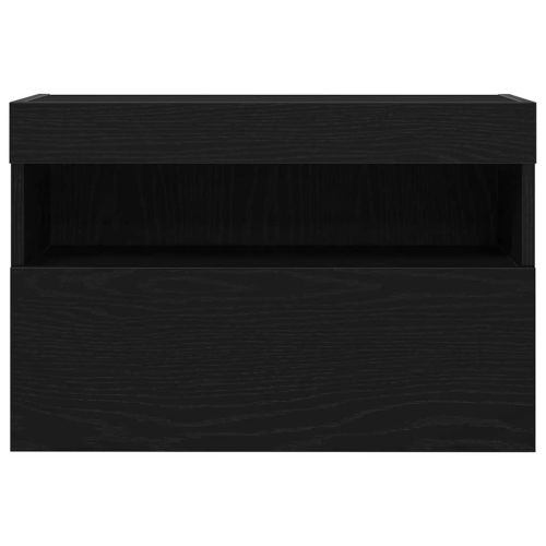TV стенен шкаф с LED Черен дъб 60 x 30 x 40 см Инженерно дърво