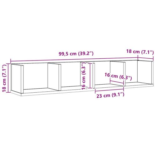 Стенен рафт с рафт Черния дъб 100 x 18 x 18 см Инженерно дърво