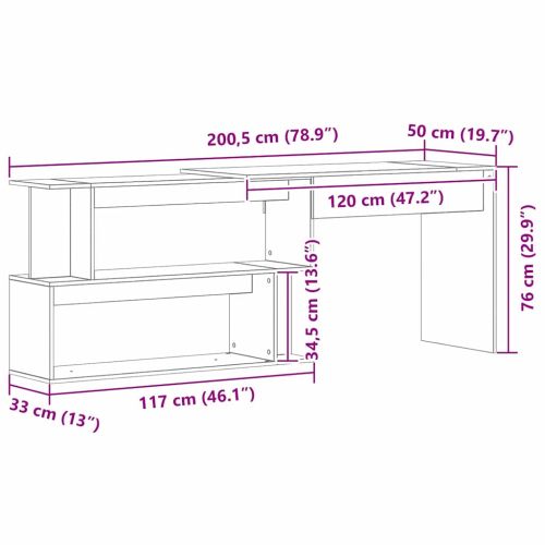 Бюро Черния дъб 200 x 50 x 76 см Инженерно дърво