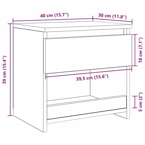 Нощен шкаф Черния дъб 40 x 30 x 39 см Инженерно дърво