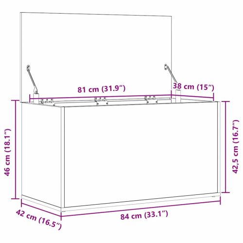 Кутия за съхранение Черния дъб 84 x 42 x 46 cm Инженерно дърво