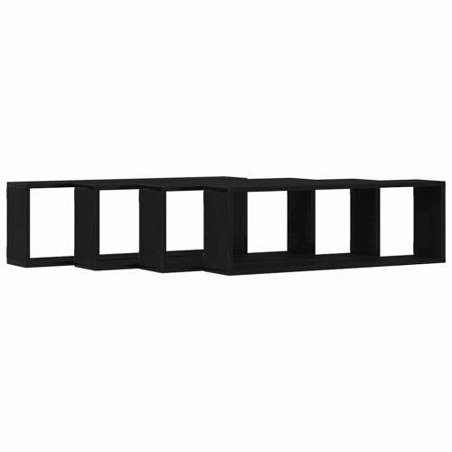Стени за рафтове с рафт 4 pcs Черния дъб 80 x 15 x 26 см