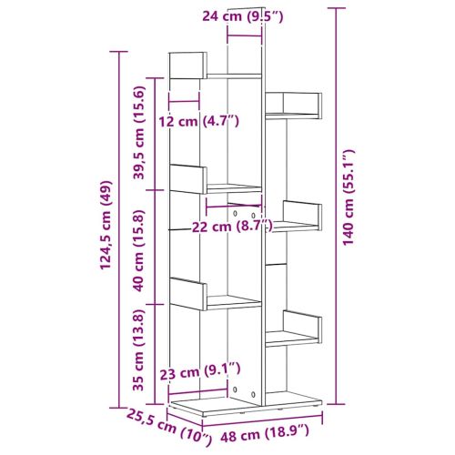 Библиотека 8 нива 48 x 25,5 x 140 см Инженерна дървесина