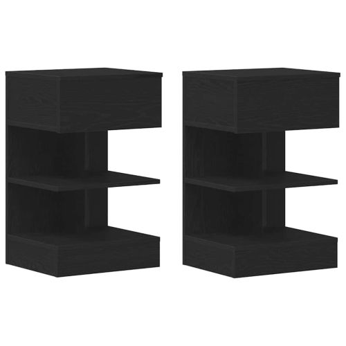 Нощен шкаф 2 pcs Черния дъб 40 x 35 x 65 см Инженерно дърво