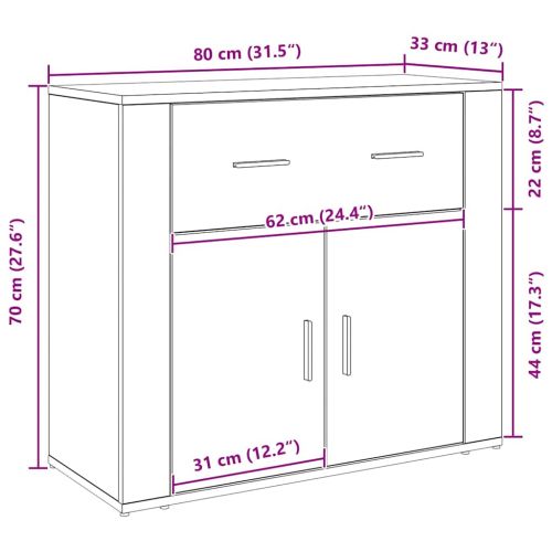 Служебен шкаф Черния дъб 80 x 33 x 70 см Инженерно дърво