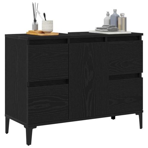 Шкаф за мивка в баня Черния дъб 80 x 33 x 60 см Инженерно дърво