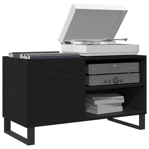 Шкаф за грамофонни плочи с рафт Черния дъб 85 x 38 x 48 см