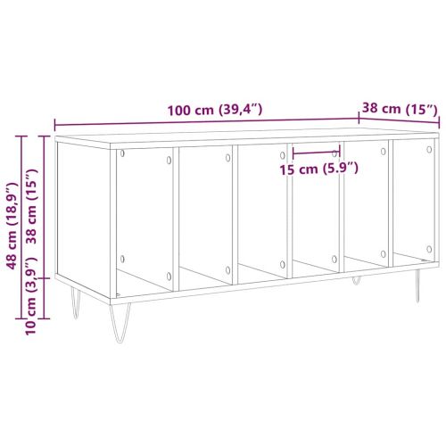 Шкаф за грамофонни плочи с рафт дъб артизан 100 x 38 x 48 см