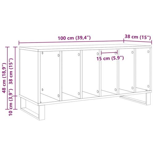 Шкаф за грамофонни плочи с рафт Черния дъб 100 x 38 x 48 см