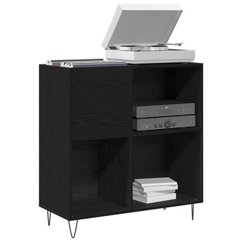 Шкаф за грамофонни плочи с рафт Черния дъб 85 x 38 x 89 см